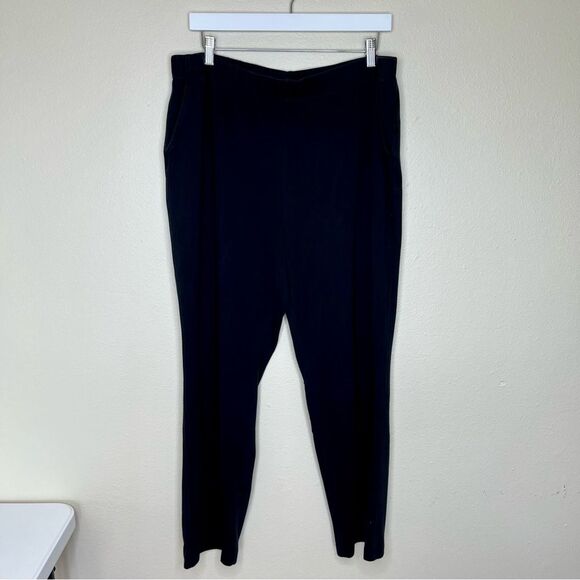 Lands End Black Cotton Knit Pants Pockets Stretch Women XL Elastic Waist Pull On - Picture 13 of 13